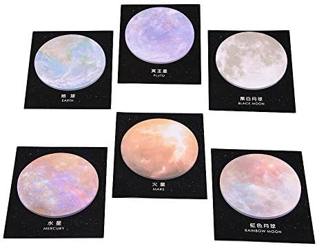 GTHER Planet Sticky Note, Moon Earth Sticky Notes Cute Fun Cool Circle Self-Adhesive Note Self-Stick Memo Pad Notes for College Classroom Office N...