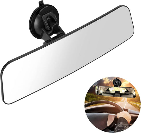 Car Rear View Mirror with Suction Cup, Anti Glare Wide Angle HD Auto Inside Rearview Mirror, 360 Degrees Adjustable Reduce Blind Spots, Universal ...