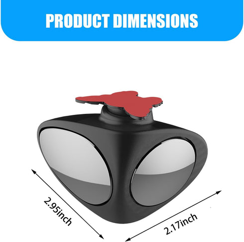 2 PCS Car Blind Spot Mirror, Double-side Rearview Mirror Visible Front Wheel Blind Spot Double Curvature Mirror Double-sided Mirror, Clear Vision ...