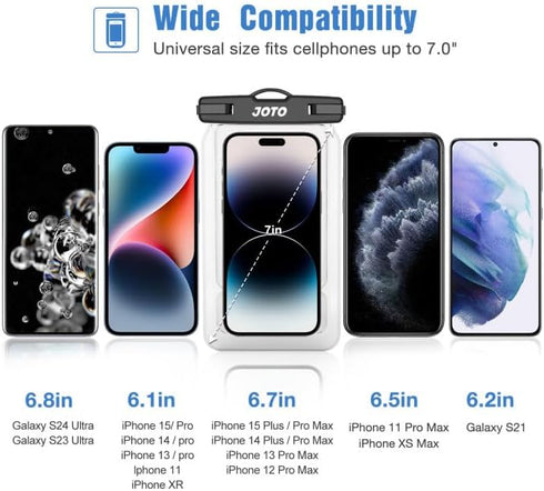 JOTO IPX8 Floating Waterproof Phone Holder Pouch, Float Universal Waterproof Case for iPhone 14 13 12 11 Pro Max XS XR 8 7 Galaxy Pixel Up to 7", ...