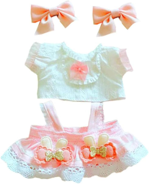 niannyyhouse 20cm Plush Doll Clothes Pink Headwear Shirt Skirt 8in Soft Stuffed Plush Toy Dress Up...