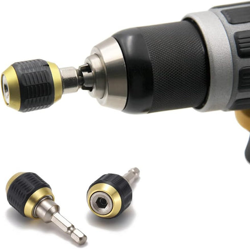 2 Pcs Self-Locking Drill Bit Holder 60mm Length Extension Rod Screwdriver 1/4 Inch Hex Shank Quick Release Chuck Adapter Connector Power Drill Too...
