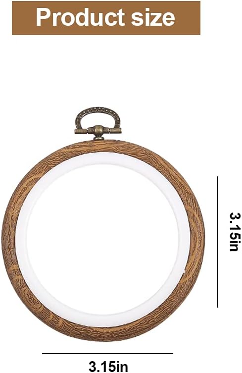 8 Pcs/Set Mini Embroidery Hoops 3 Inch Round Imitated Wood Plastic Display Frame Reusable Circle Cross Stitch Hoop Ring for Art Craft Sewing and H...