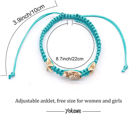 Yokawe Boho Anklets Bracelets Blue Turtle Starfish Anklet String Bracelet Summer Beach Waterproof Barefoot Sandals Foot Jewelry for Women...