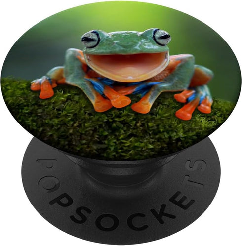 Frog Fun PopSocket: Green Frog Gift PopGrip for Phones & Tablets - Swappable Top, Adhesive Mount, Compatible with Most Cases...