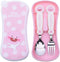 Kakao Friends - Easy Washing Clean 304 Stainless Steel Spoon & Fork (1.1 inch x 5.6 inch) with Wide Case Tableware Set for Kids, Pink (Little Apea...