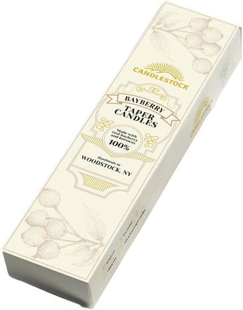 Candlestock Real Bayberry Taper Candle Pair 8 inch - Pure Bayberry and Pure 100% USA Beeswax Blend - Dripless Taper Candle Pair...