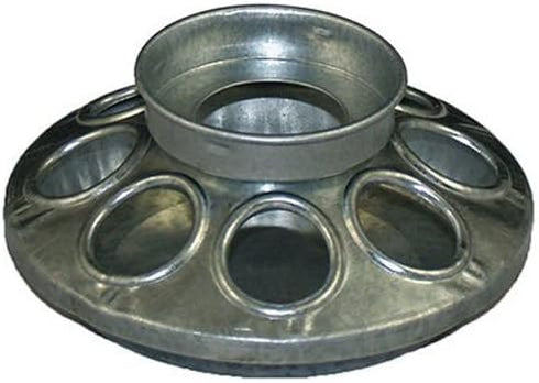 Rocky Mountain Goods Chick Feeder Base for Jar - Jar Feeder for Small Birds and Chickens - Galvanized rust proof steel - 8 feed holes - Easy to at...