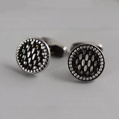 Fomissky Vintage Cufflinks for Men Silver, Retro Round Men's Cuff Links Wedding Gifts Shirt Accessories...