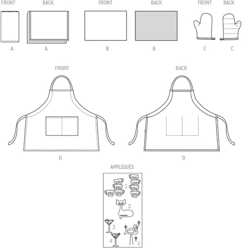 McCall's Kitchen Accessories and Apron Sewing Pattern Kit, Design Code M8377, One Size Each, Multicolor...