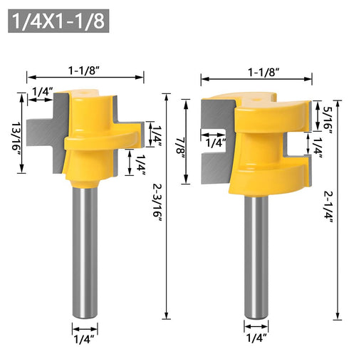 Professional 1/4 Inch Shank Set of 2 Pieces Matched Tongue Groove Router Bit Set Woodworking Tool Carbide Milling Cutter...