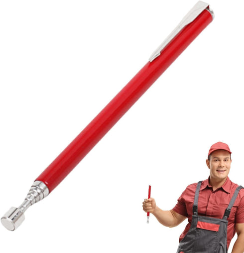 Red Magnet Extension Tool, Telescopic Magnetic Pick up Tool, Flexible Pickup Tool with LED Flashlight, Extendable Magnet Stick Gadget, Industrial ...