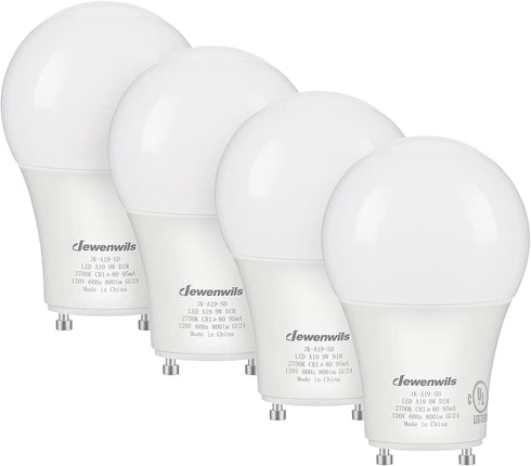 DEWENWILS GU24 LED Light Bulb, 60W Equivalent, Dimmable 2 Prong Light Bulbs, 2700K Warm White, 9W 800 Lumens, A19 Shape Bulbs, GU24 Twist Lock Bas...