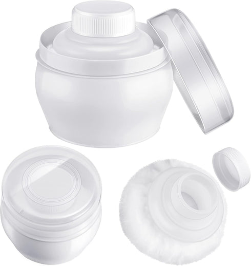 2 Sets Body Powder Container After Bath Baby Powder Case Fluffy Puff Kit Baby Body Care Powder Box Cosmetic Bath Powder Container Puff with a Larg...