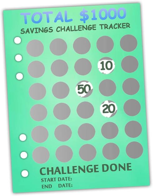 Scratch Off Money Saving Challenge Binder Trackers for 6 Ring A5 Binders,4 Pcs Per Pack...