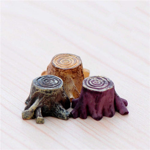 5Pcs Artificial Mini Root Stump Fairy Garden Miniatures Gnomes Moss Terrariums Resin Crafts Figurines for Home Decoration Accessories Outdoor Stat...