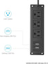 CCCEI 3 Outlets Wall Mount Power Outlet Strip with USB, Under Desk Power Strip Mountable Large Flat Plug, Desk Mount Power Strip with 6FT Power Co...