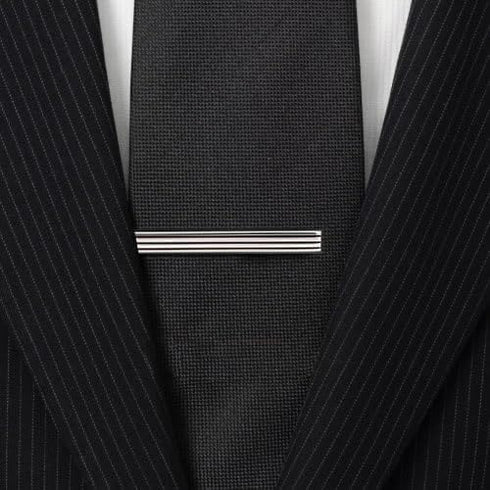 Burgundy Long Striped Tie Clips...