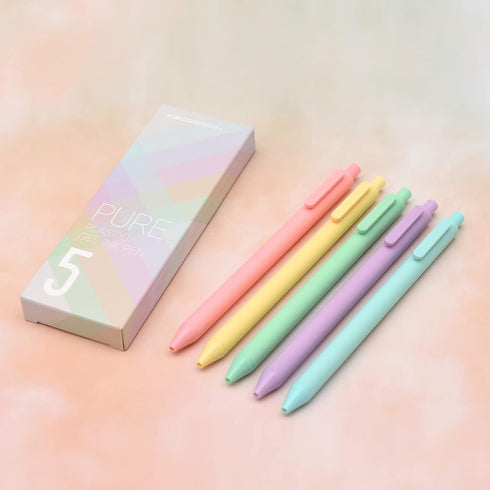 Kaco Pack of 5 Pieces Gel Ink Pens Colored Ink Cute Retractable Pens for Note Taking 0.5mm Fine Point (Macarons)...