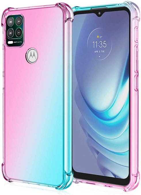 Motorola Moto G Stylus 5G (2021) Cellular Phone Case, Pink/Teal Shockproof TPU Soft Silicone...