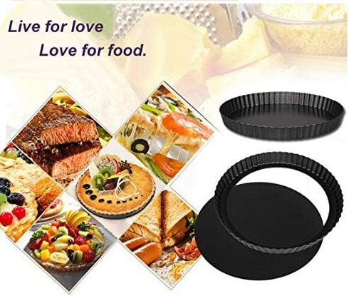 IELEK 12 Inch Non-Stick Tart Quiche Flan Pan Molds Round Removable Loose Bottom Fluted Heavy Duty Pie Pizza Pan...
