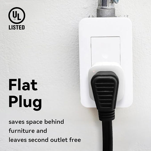 HONDERONS 6FT 3 Outlets Black Extension Cord with Flat Plug, 14/3 SPT-3 Extension Cable 3 Prong Grounded, Durable Power Cable for Home, Office...