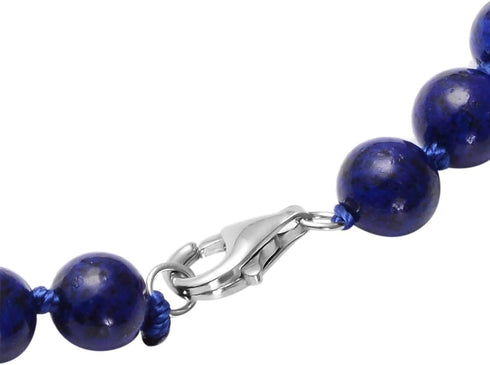 Shop LC Carved Rose Blue Lapis Lazuli Beaded Necklace for Women 925 Sterling Silver Rhodium Plated Gifts for Women Size 18" Birthday Gifts...