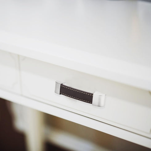 Leather Drawer Pulls and Knobs Kid Soft Cabinet Knobs Vintage Furniture Pull Handles for Dresser Drawers Kitchen Cupboards Wardrobe Hardware Black...