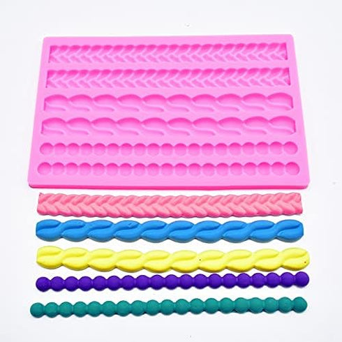 3D Pearl Knit Rope Silicone Mold Fondant Mould Cake Border Decorating Molds Gumpaste Kitchen DIY Baking Decorating Cake Tools Hot...
