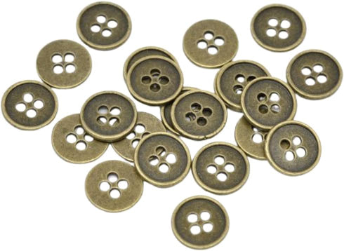 PEPPERLONELY Brand 50PC Antiqued Bronze Metal 4 Holes Scrapbooking Sewing Buttons 13mm (1/2 Inch)...
