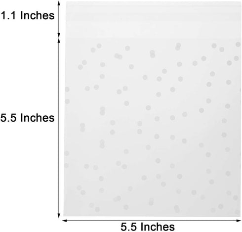 Vasdoo Self Adhesive Treat Cellophane Cookie Bag, White Polka Dot Party Favor Bag for Bakery, Candy, Cookie (5.5 x 5.5 inches, 100 Pcs)...