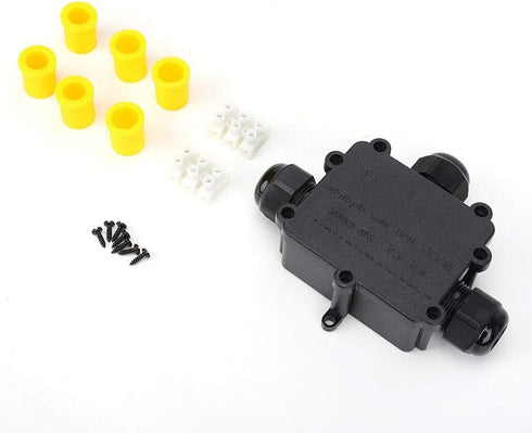 IP68 Waterproof Junction Box, M686 Outdoor Cable 3-Way Electrical Junction Box, Black Plastic Junction Box(T Type)...