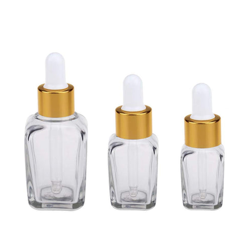 3 Pcs Clear Square Refillable Glass Dropper Bottles Essential Oil Bottles Pipettes Bottles with Funnel 10ml...