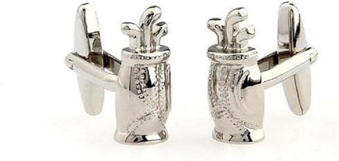 Golf Bag and Clubs Pair Cufflinks in a Presentation Gift Box & Polishing Cloth...
