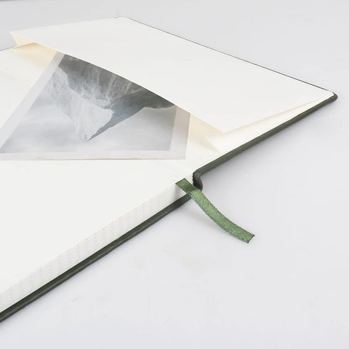 Grid Journal Bullet Notebook - Dark Green Leather Cover, 8.3 x 5.7Inch, 160 Pages, 100gsm Paper, Hardcover with Inner Pocket, Elastic Closure and ...