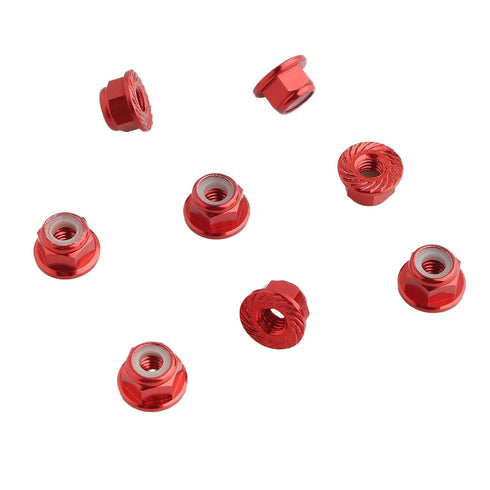 8PCS Flange M4 Lock Nuts Serrated Nylon Self-Tightening Aluminum M4 Wheel Hardware for Axial HPI TLR ECX Model RC Car Vehicles Upgraded Replacemen...