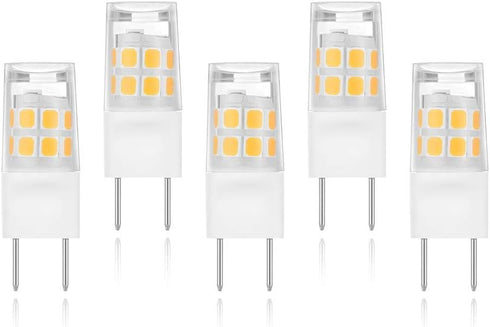 5 Pack-T4 JCD Bi-Pin G8 2Watt LED Light Bulbs Warm White JCD Type T4 G8 Under Cabinet Puck Lamp 120 Volt Undercabinet Microwave Oven Stove Top Kit...