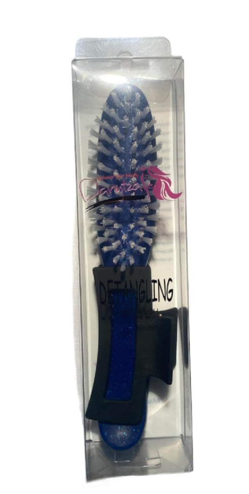 Navy Blue Haircare Duo: 8-inch Detangling Brush & 3.5-inch Matte Black Hairclip Set - Effortless Styling with Premium Nylon Bristles and Elegant C...