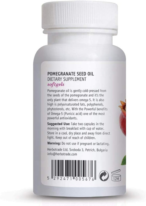 Pomegranate Seed Oil Liquid Softgels (60 Count) Rich in Omega 5 – Supports body’s defense system Supplement for Men & Women – Provides Antioxidant...