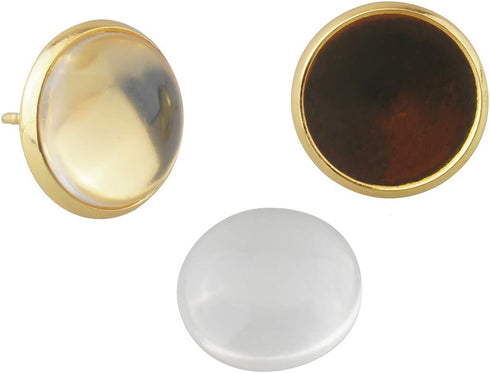 ALLinONE Blank Earring Settings Cabochon Tray with Glass Dome for DIY Jewelry Making (Gold 12mm)...
