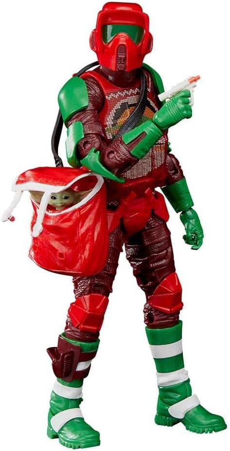 Star Wars The Black Series 6-Inch Scout Trooper (Holiday Edition) and Grogu in Holiday-Themed Bag Multicolored Collectable Action Figure F5307 Age...