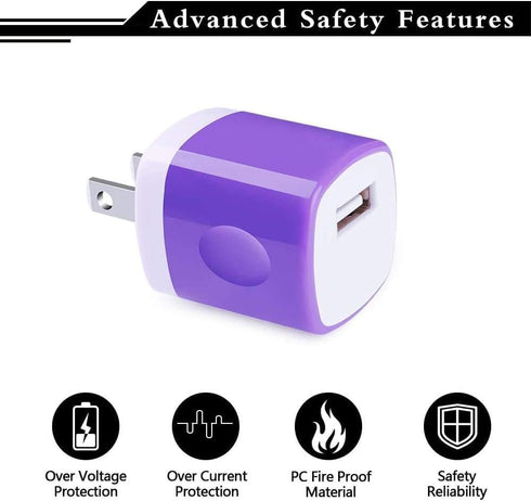 USB Charger,Charging Block 5-Pack 1A/5V USB Power Home Travel Adapter Wall Charger Cube Brick Box Base Head Compatible with Phone 14 13 12 11 X 8 ...