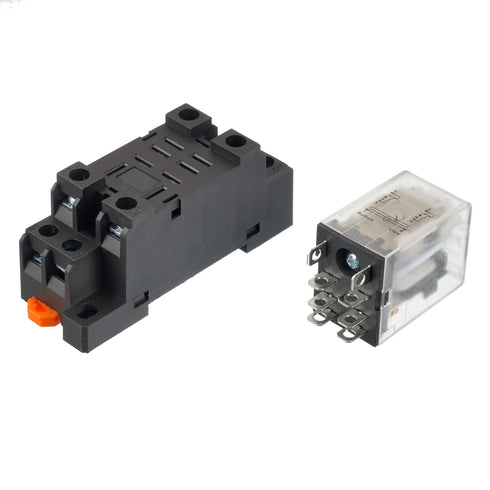 AC 12V Electromagnetic Power Relay HH52P JQX-13FL 62PL Coil 8 Pin 10A DPDT LED Indicator with Plug-in Terminal Socket and DIN Slotted aluminum Rai...