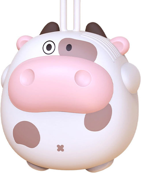 Cartoon Hanging Neck Fan, Portable Battery Powered Mini Personal Necklace Fan with Adjustable Lanyard USB Rechargeable Hands Liberating(cow white)...