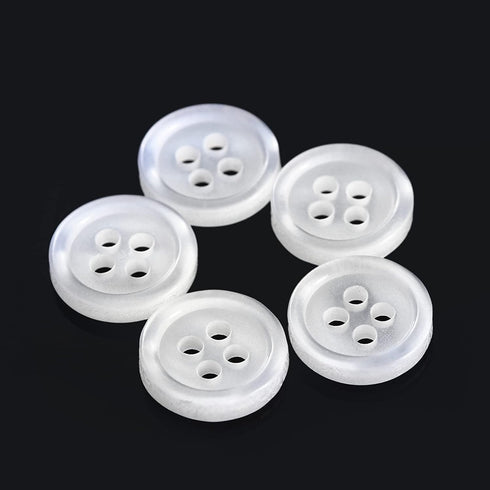 dophee 100pcs Plastic White Buttons for Crafts, 4 Holes Round Clear Sewing Buttons for Clothing Shirt Jeans Clothes DIY and Holiday Decoration - 1...