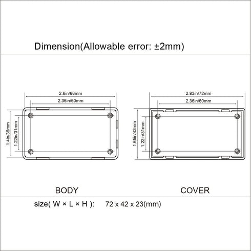 LeMotech Project Box 10 Pieces ABS Plastic Electrical Project Case Small Junction Box for Electronics Black 2.83 x 1.65 x 0.91 inch (72x 42x 23 mm...