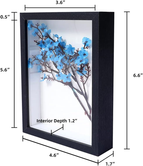 KAPIX Small Shadow Box 4x6 Picture Frame with HD Plexiglass Deep Wood Memory Box Display case for Flowers,Ticket,Memorabilia,Keepsake,Medal,Art an...