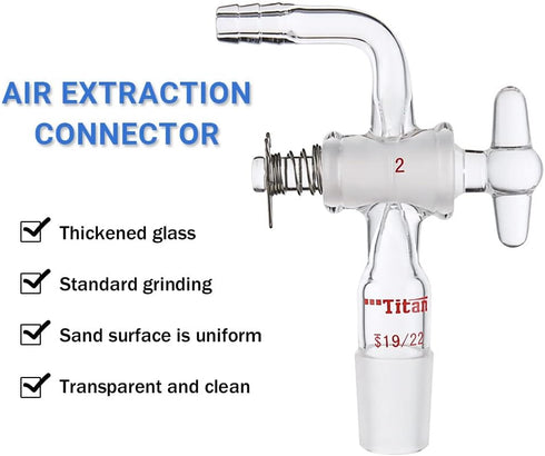 Glass Bent Inlet Adapter with 19/22 Male Glass Joint and 2 mm Hose Connection Lab Glassware...