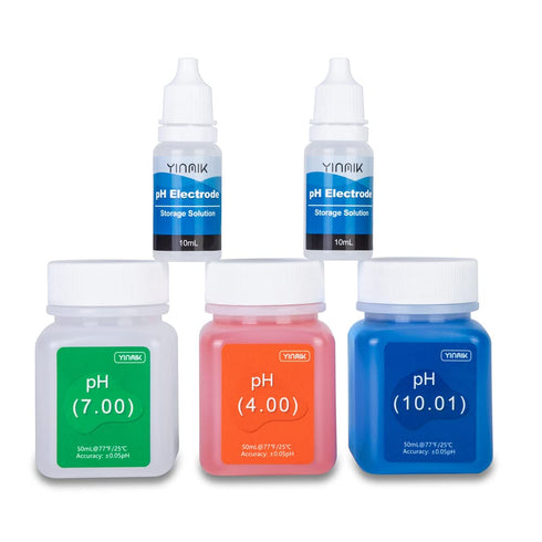 pH Meter Calibration Solution Kit(4.00,7.00&10.01) with pH Electrode Storage Solution Kit,3 Bottles pH Calibration Buffer Solution and 2 bottels K...