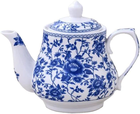 123Arts Teapot, Ceramic Tea Pot, Blue and White Teapot, Tea Pot for Home Office, 13 Oz...